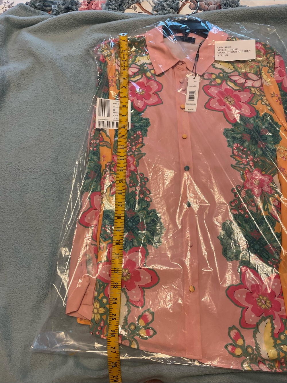 T Tahari Pink and Yellow Floral Button-Down Shirt - Picture 6 of 7
